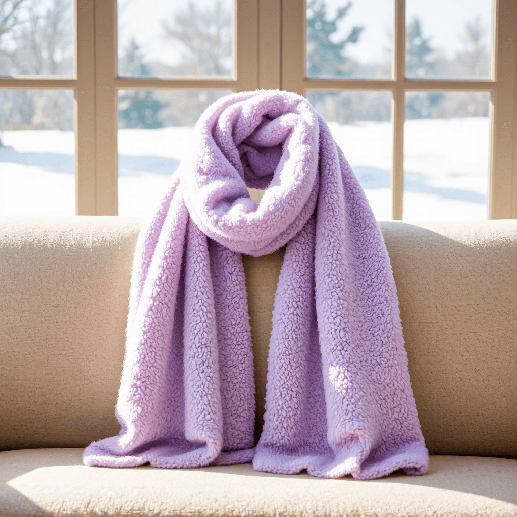 product photography of a soft, plush scarf