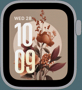 Amber Bloom floral autumn Apple Watch face with golden petals