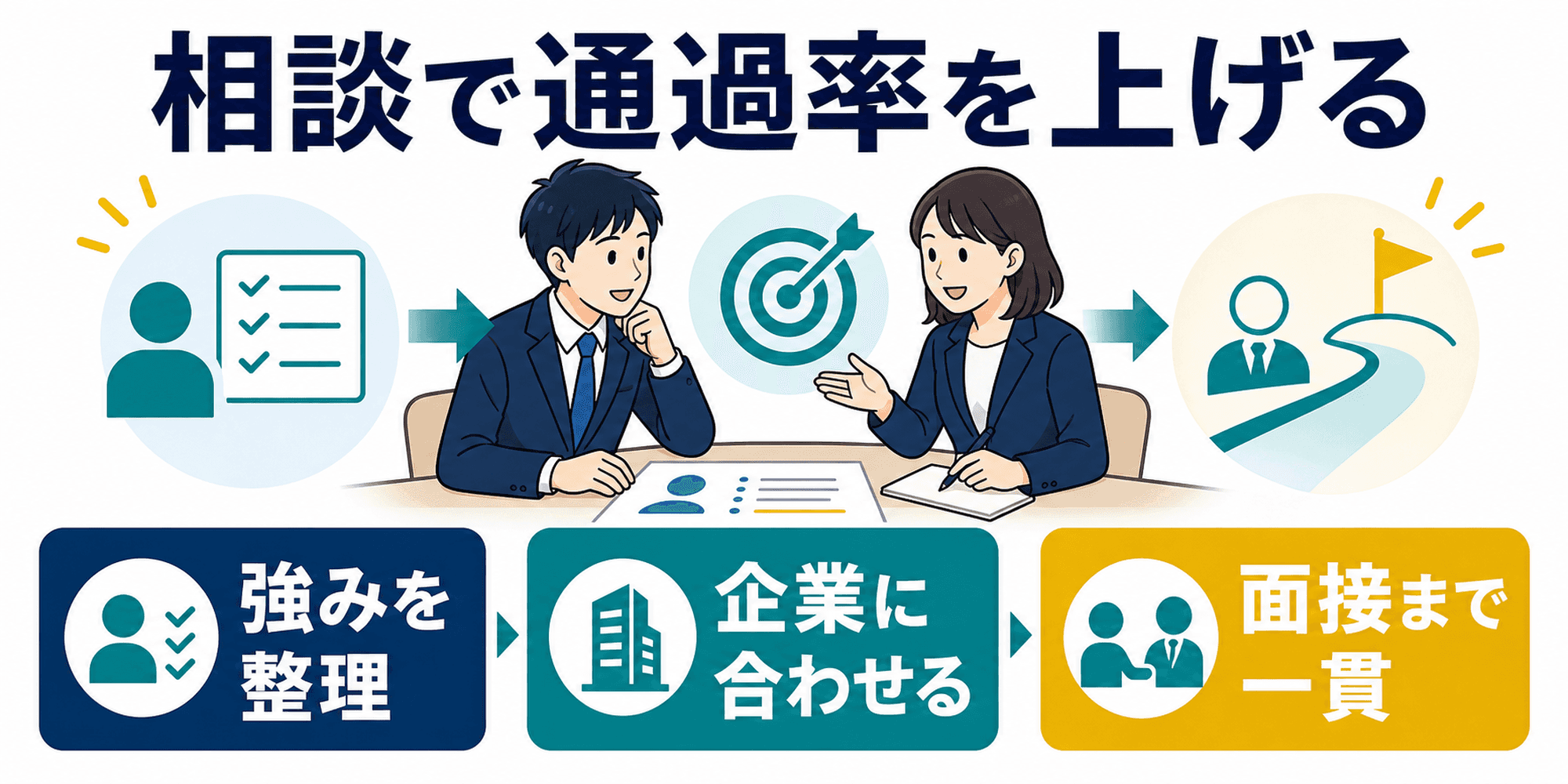 キャリアアドバイザー相談で自己PRを選考に通りやすく整える効果を示した図