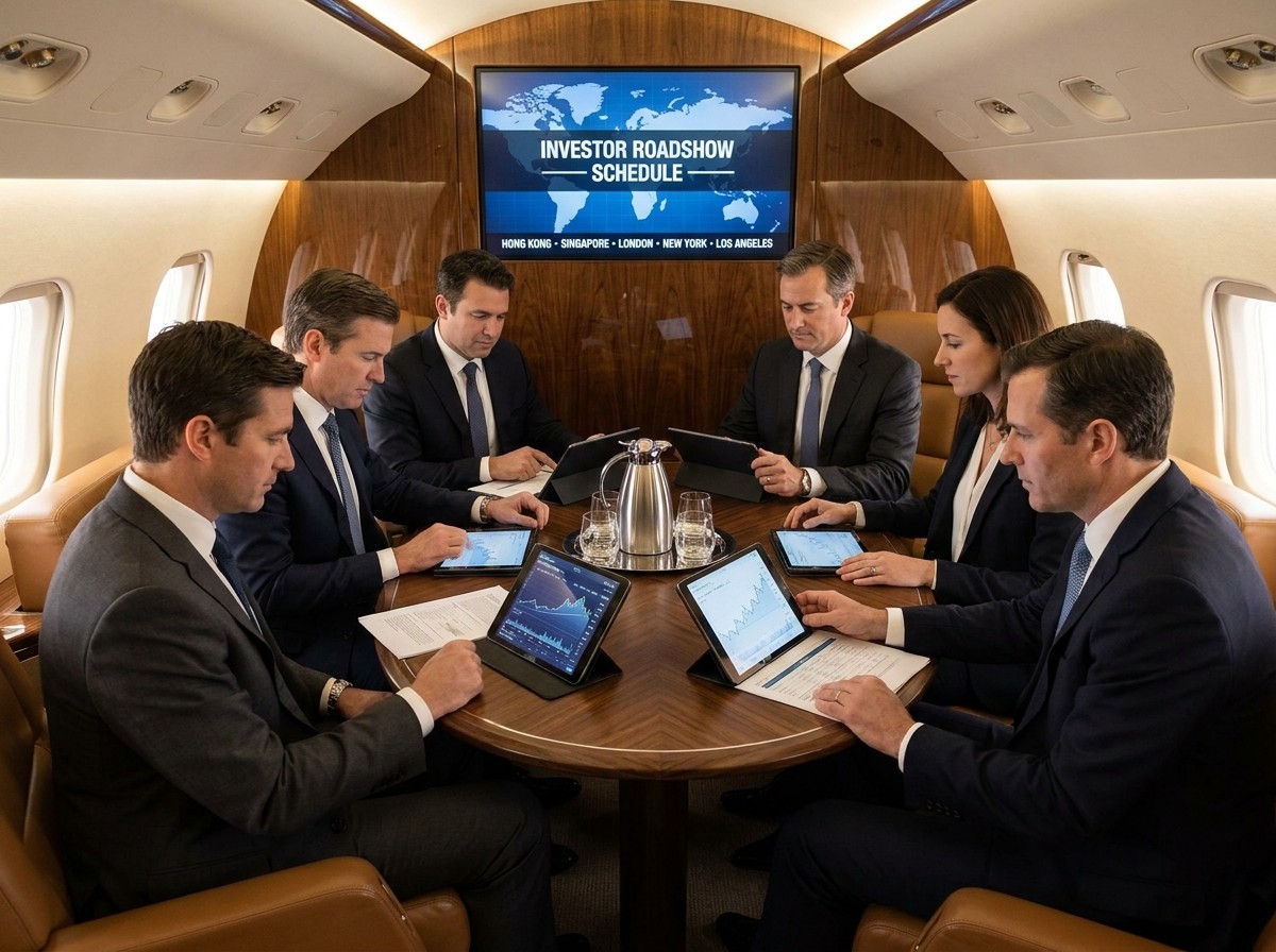 IPO roadshow and M&A multi-city private jet — 7 cities, 5-day executive group itinerary