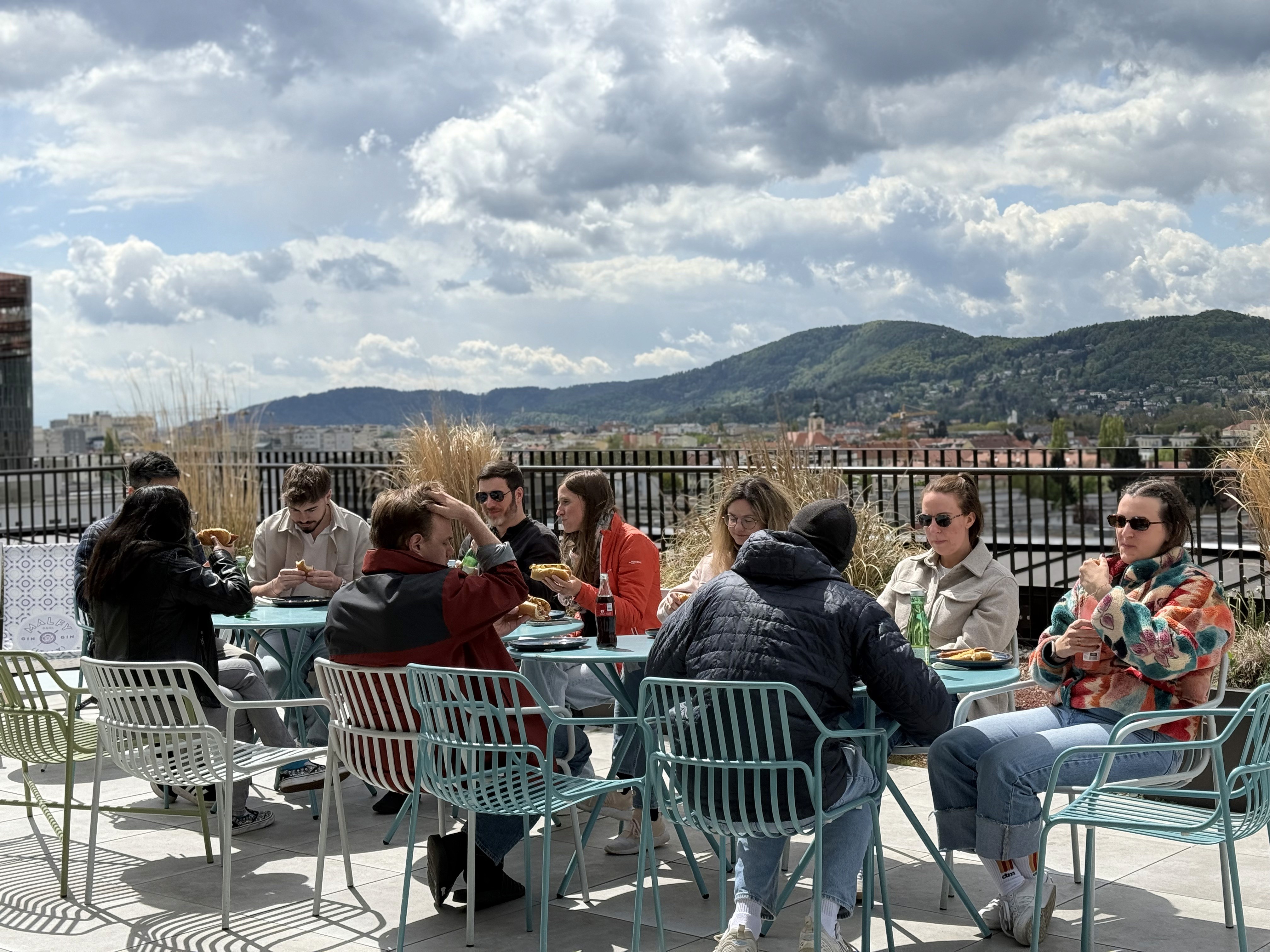 team shopreme rooftop hotdog hangout - working at shopreme