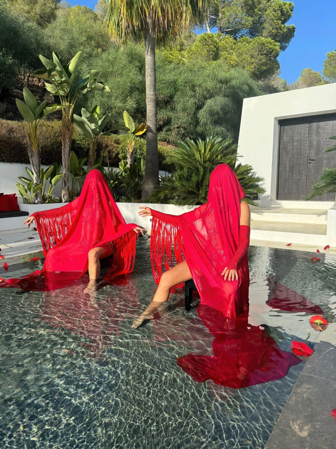 Patio welcoming setup, luxury villa Ibiza wedding events private privacy VIP estate.