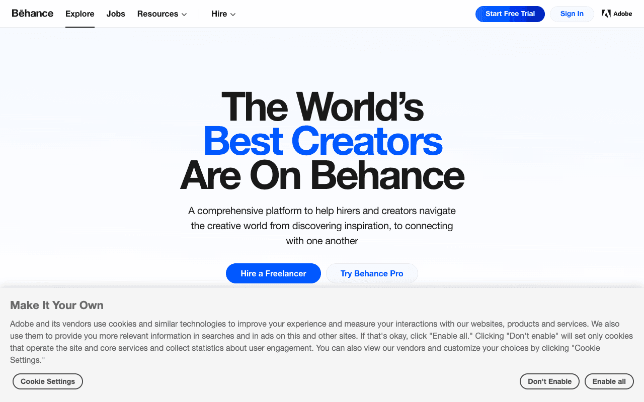 Behance екранна снимка