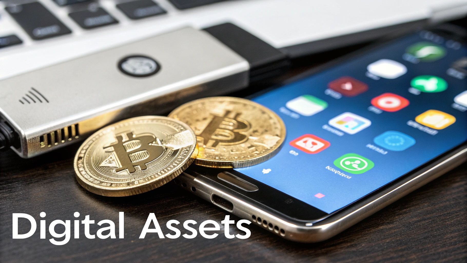 A secure digital vault icon superimposed over a traditional financial portfolio chart, symbolizing the integration of crypto assets.