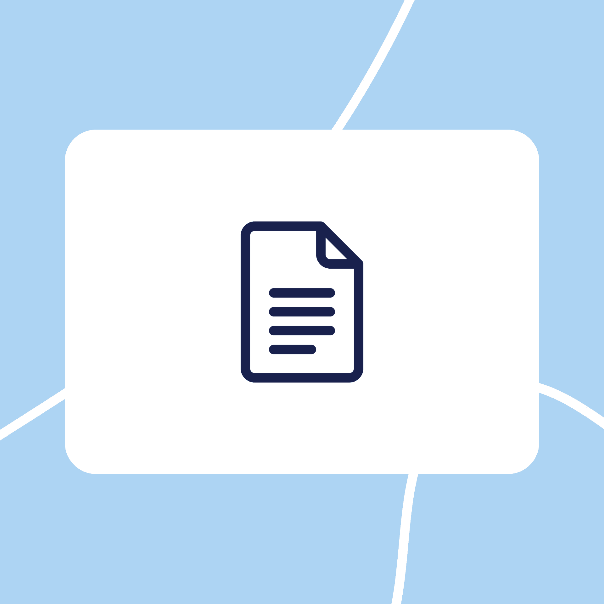 Document icon on a white square. Representing files, documents, or notes.