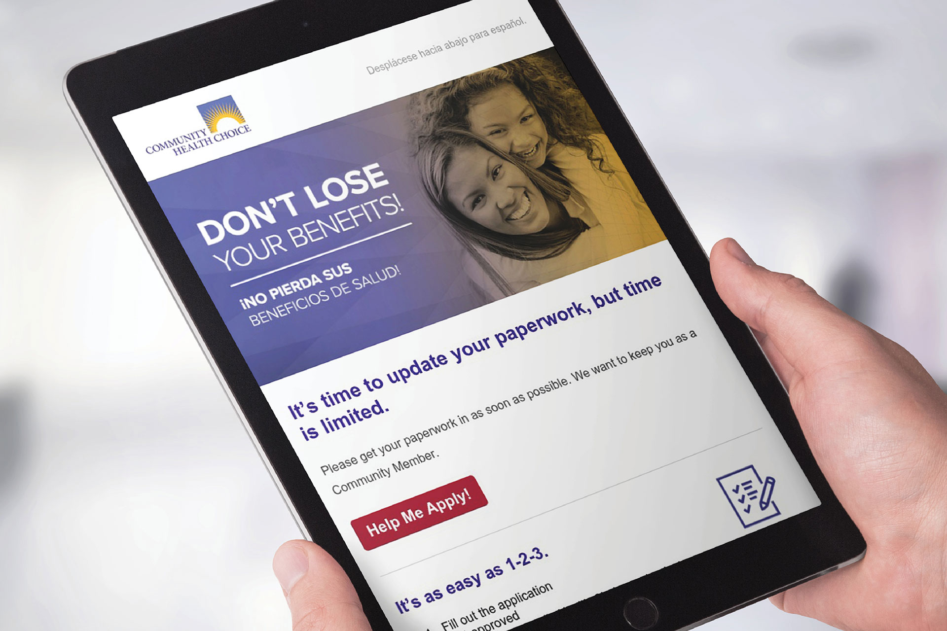 Close up of customer messaging on a tablet device