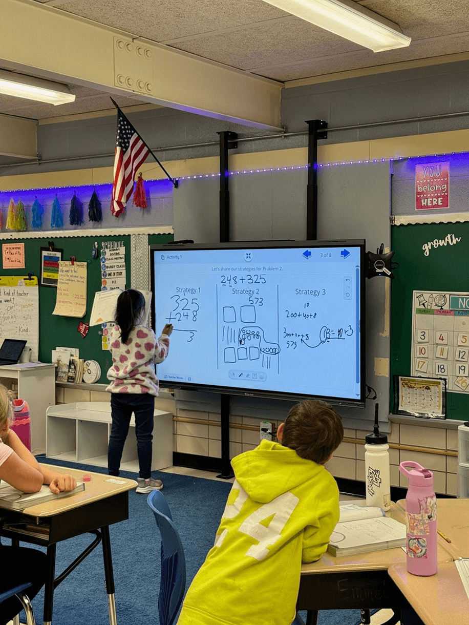 Classroom observation: Student Edition content written on the classroom screen.