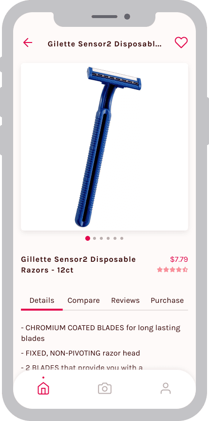 Mockup of the camera app taking a photo of a skirt