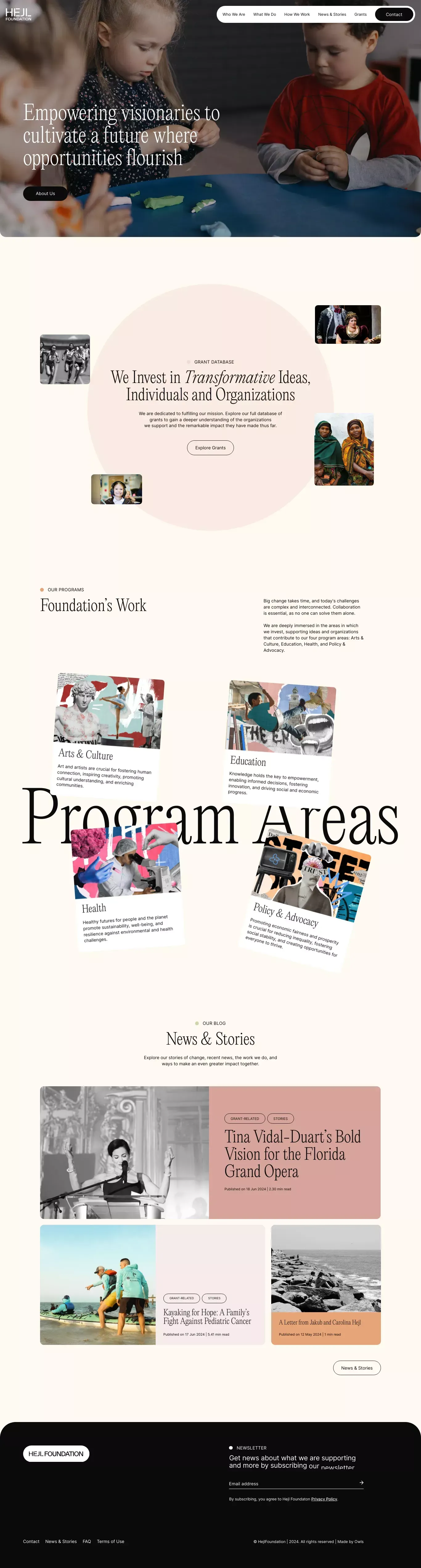 Hejl Foundation other page screenshot showcasing Charity design