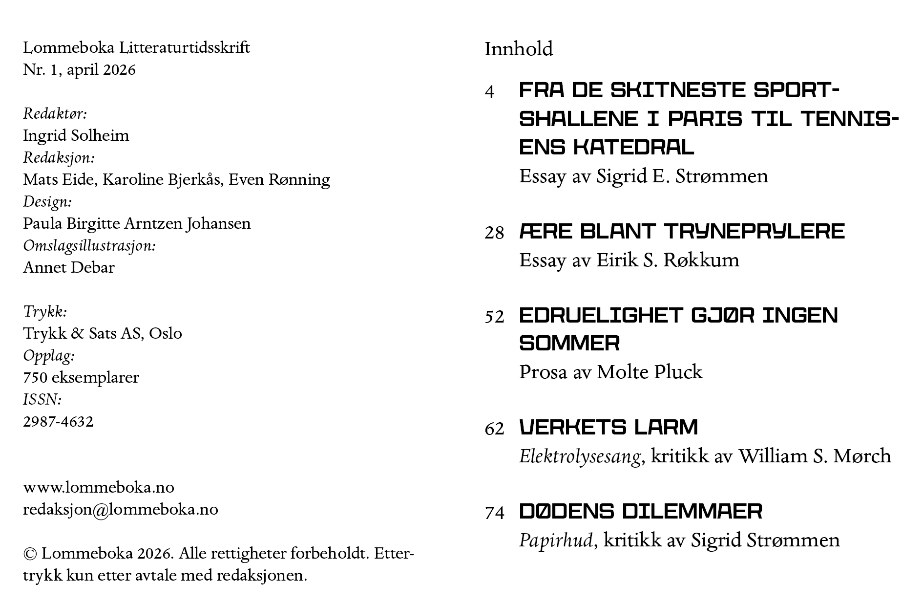 Lommeboka Litteraturtidsskrift utvalgt oppslag nr.1