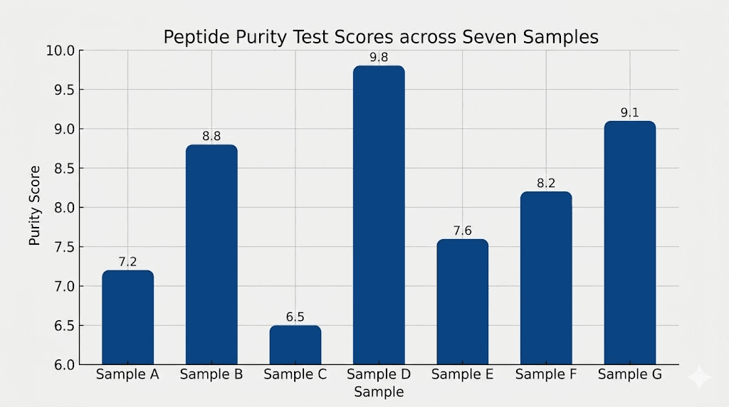 Amino Amigos semaglutide Finnrick test scores chart showing A rating
