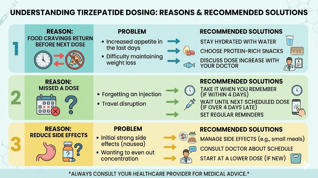Common reasons for taking tirzepatide early and recommended solutions