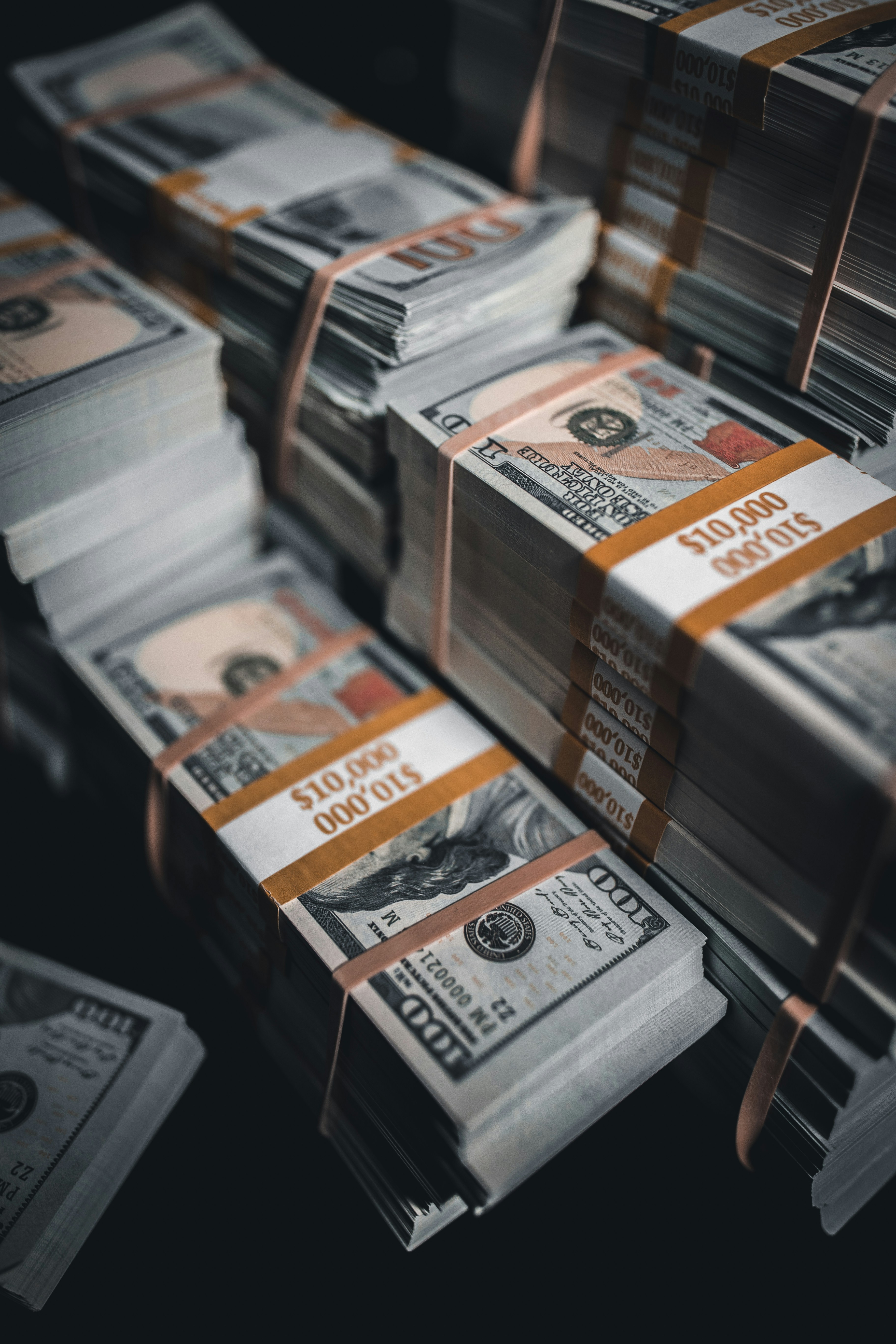 Piles of Money, wrapped in Bands