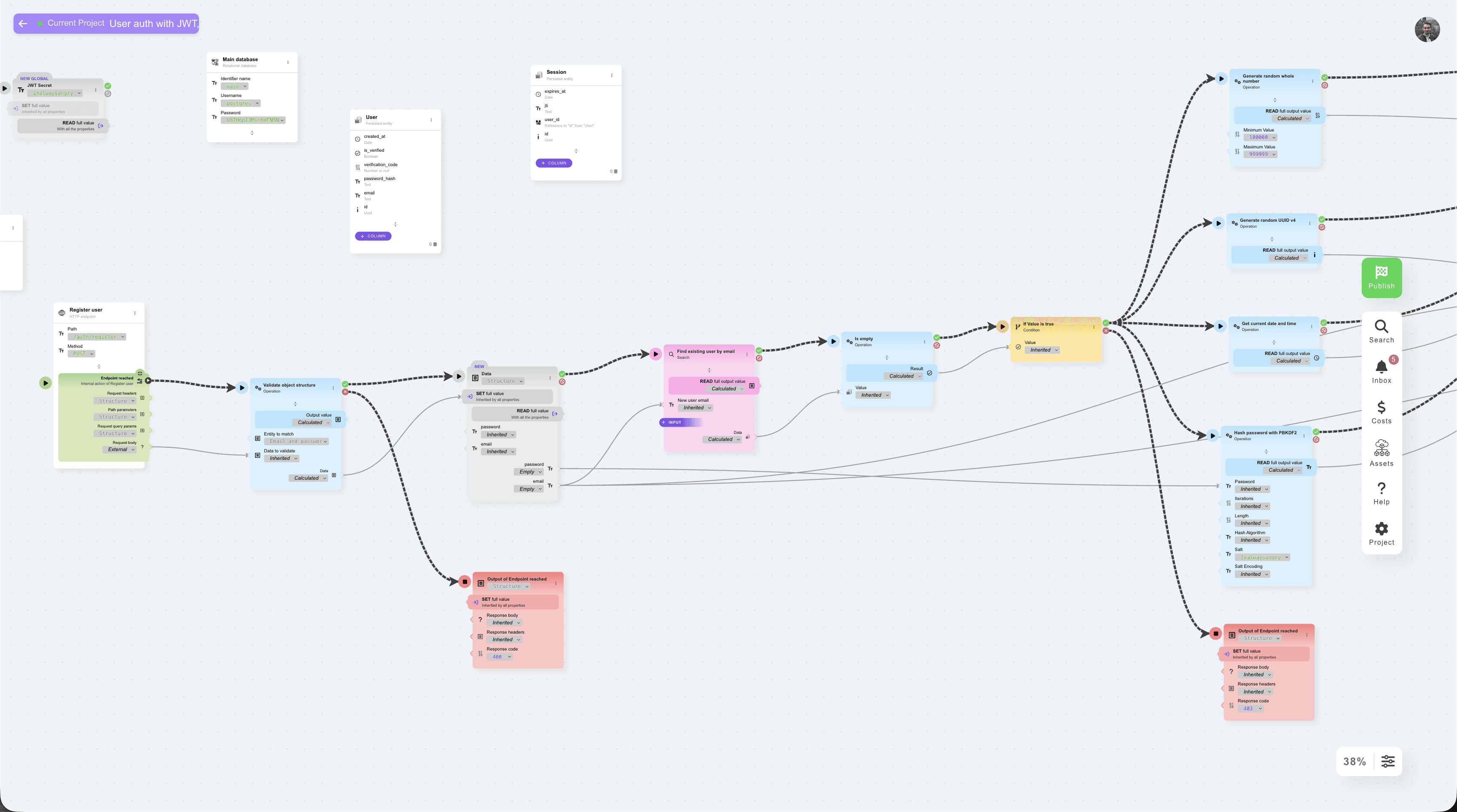 Elyx node-based drag and drop canvas screenshot