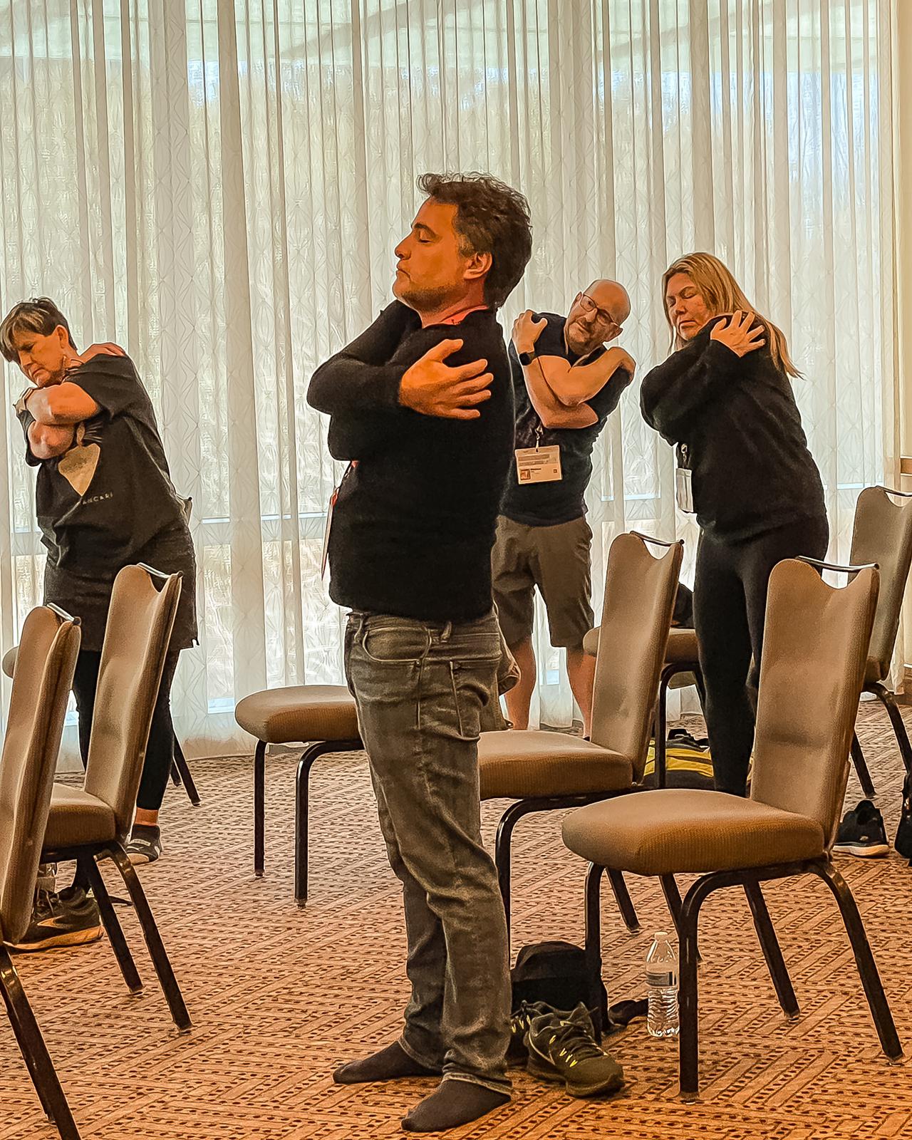 Participants in a Free Your Spine movement session at SXSW