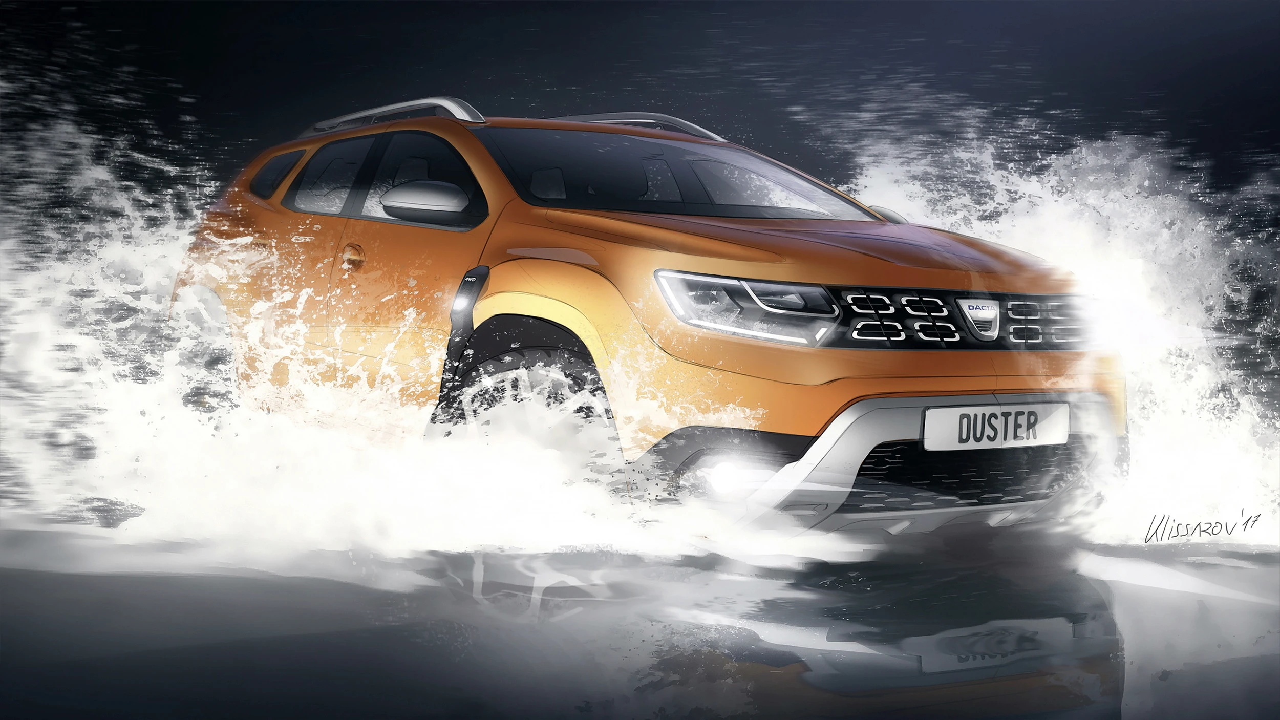 Duster II sketch rolling into water