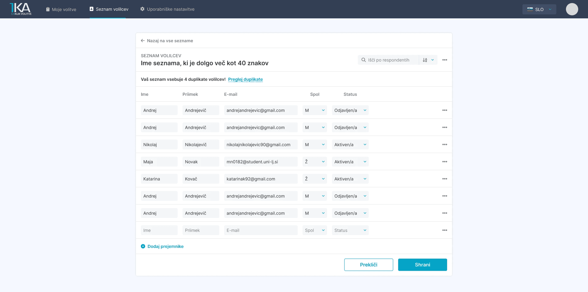 oneclickvoting - list of voters