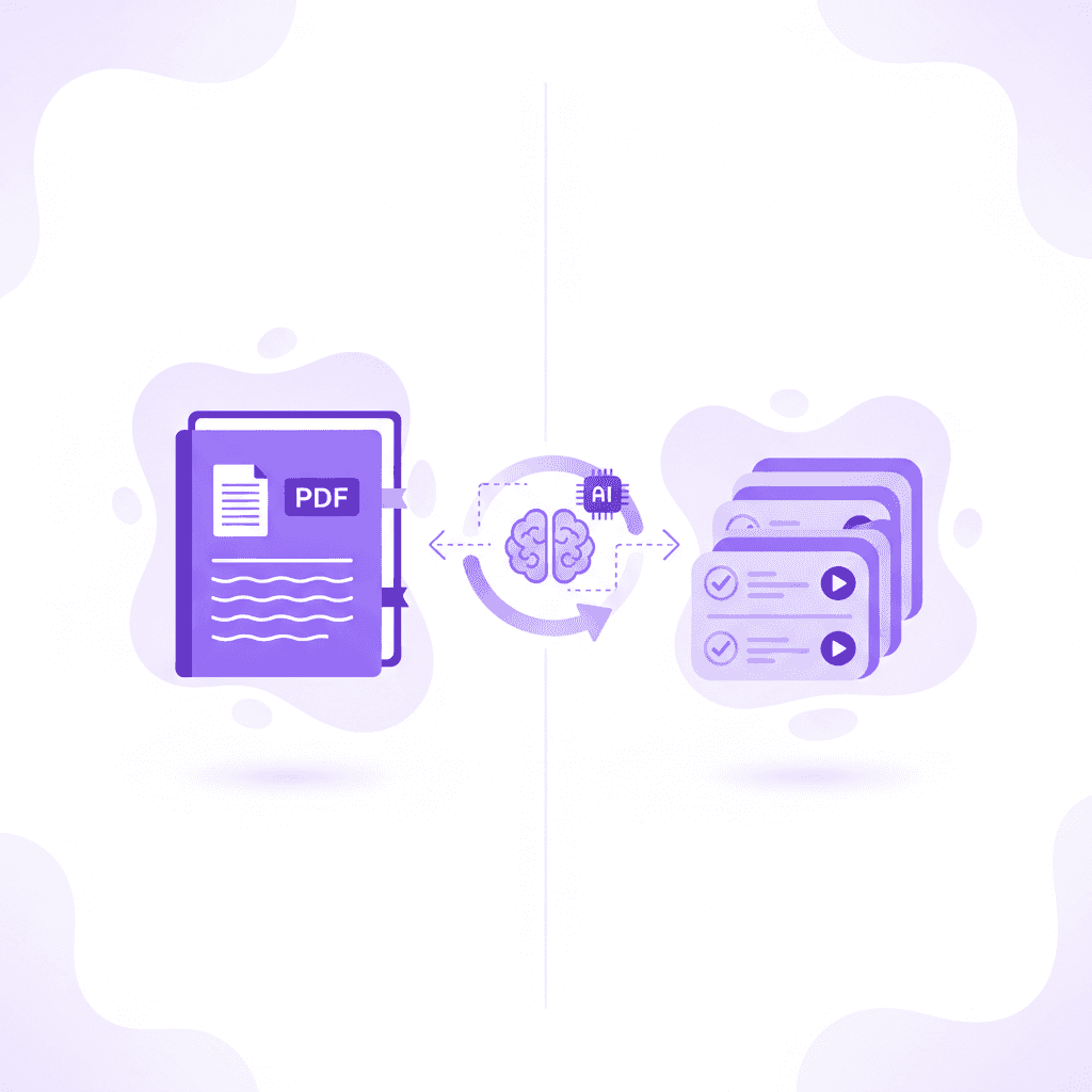 Process of converting textbook PDFs into digital flashcards using artificial intelligence