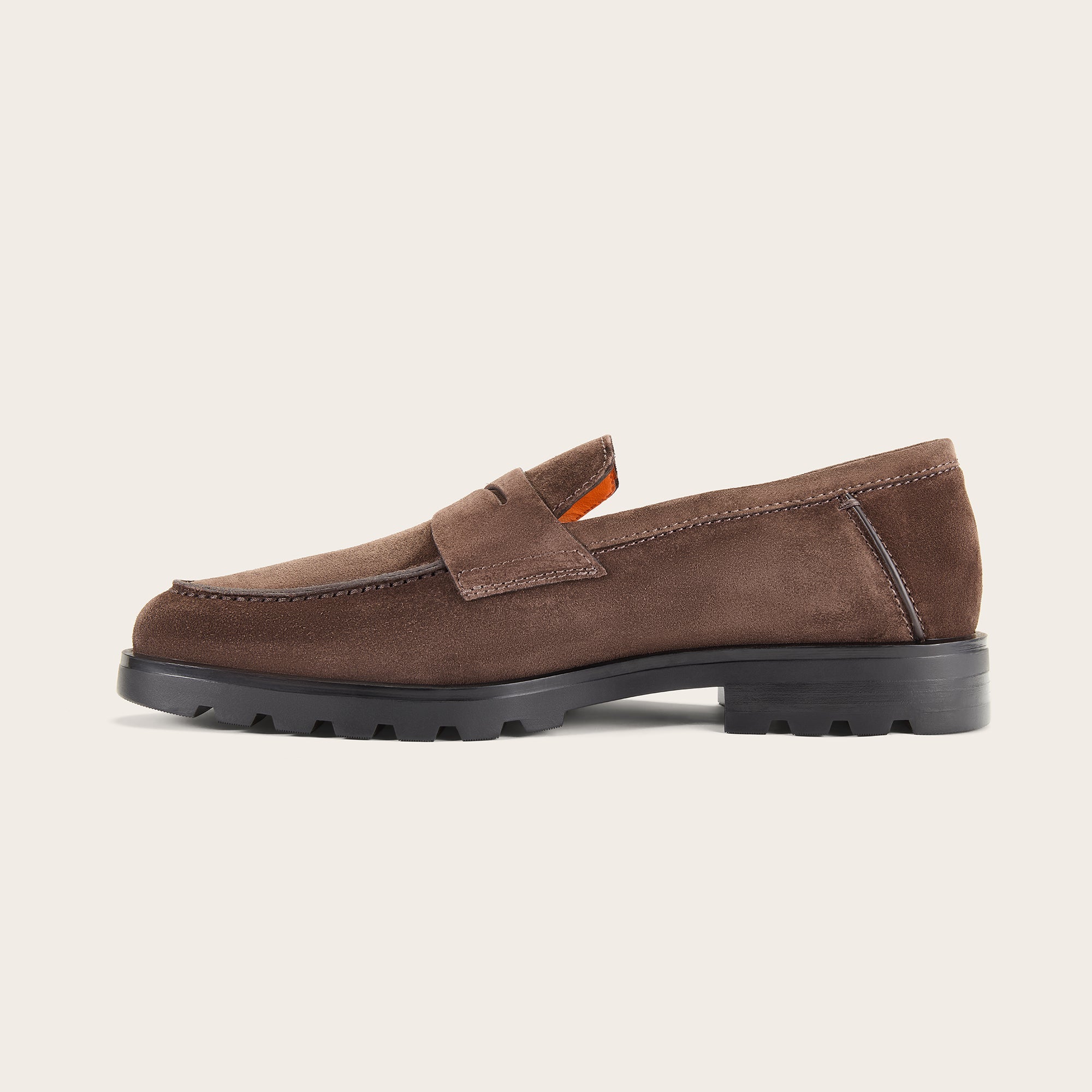 Men's Dark Brown Suede Penny Loafer - Mandelli UK