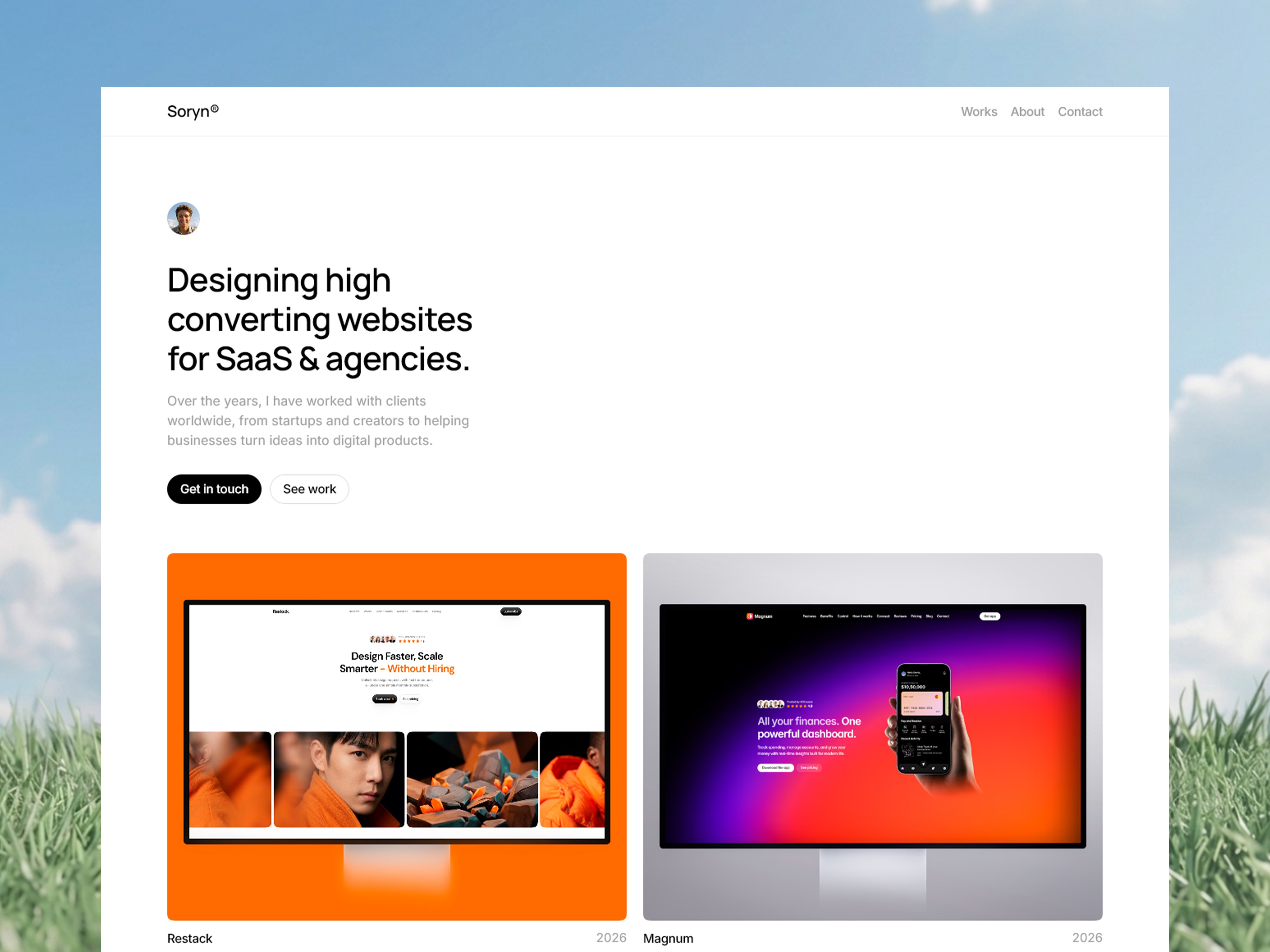 Soryn Framer portfolio template preview