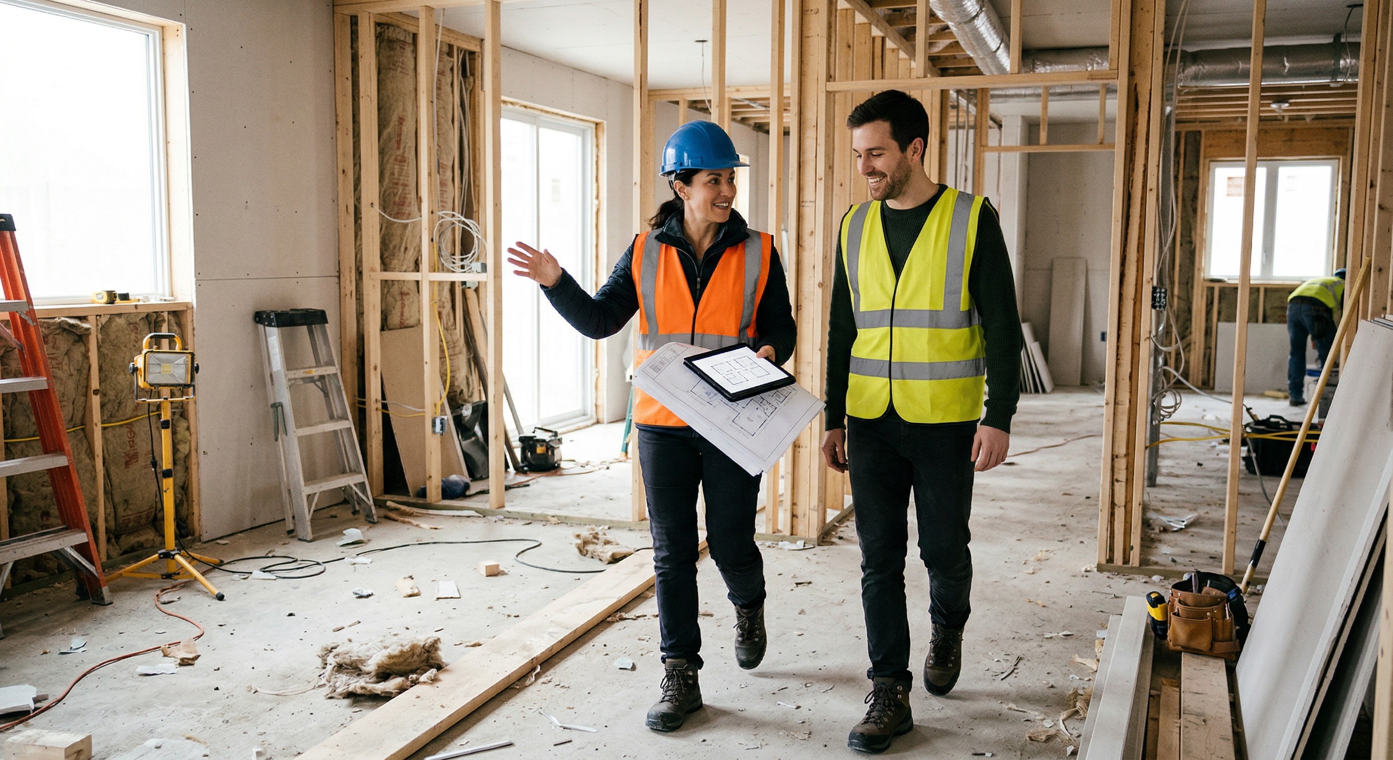 Chantier de rénovation avec artisan