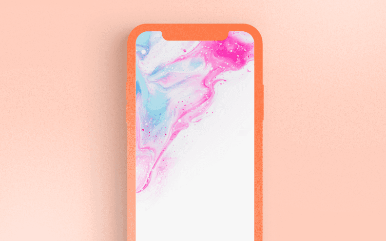 Iphone illustration with a colourful abstract digital wallpapar