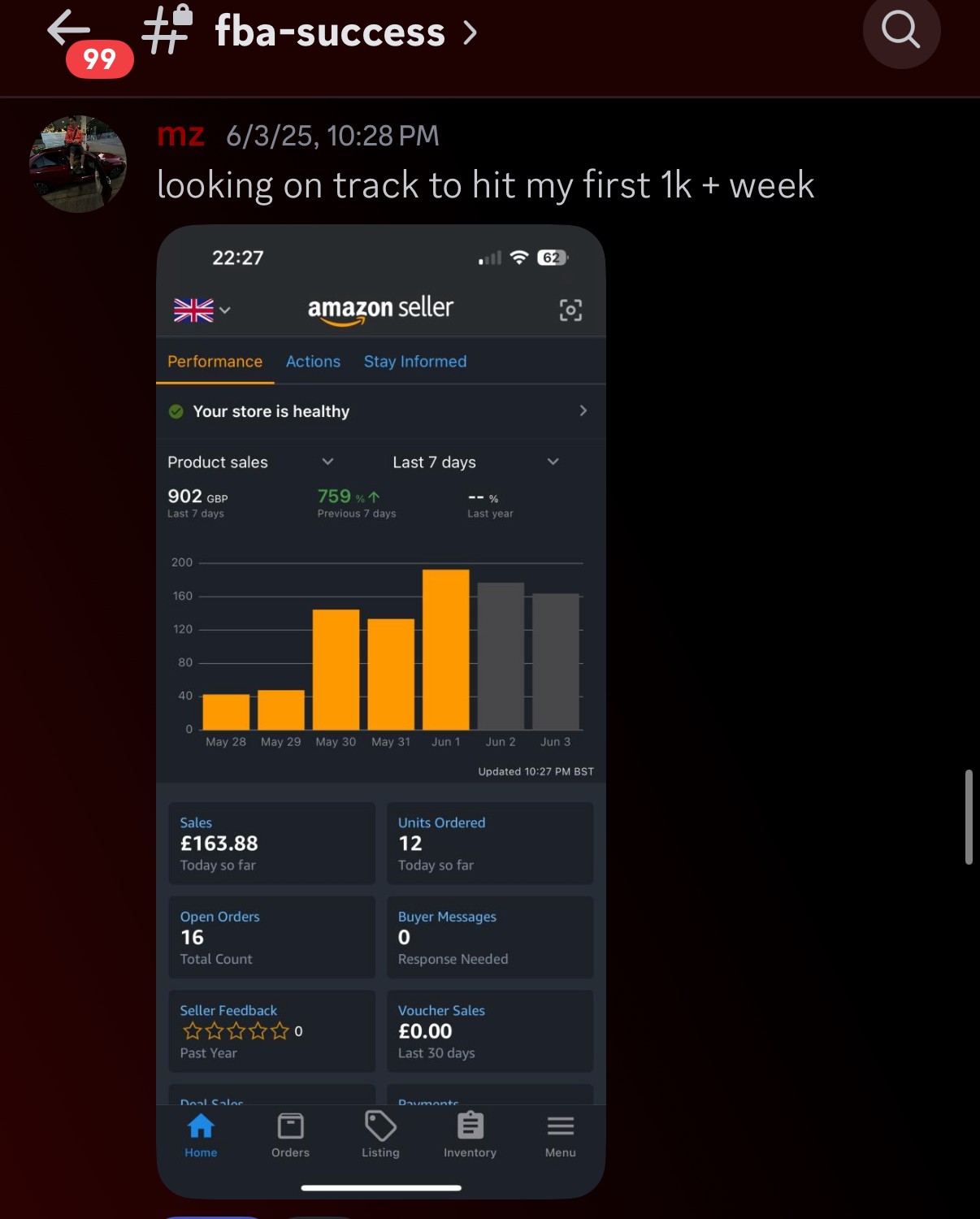 Amazon FBA seller success results