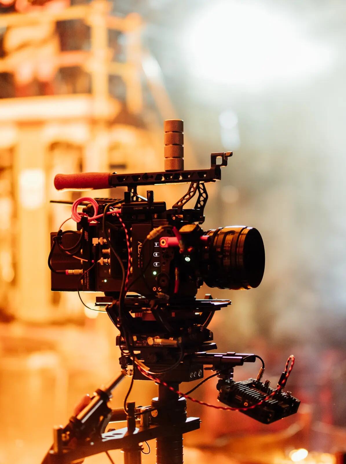 Professional cinema camera prepared for a music video production