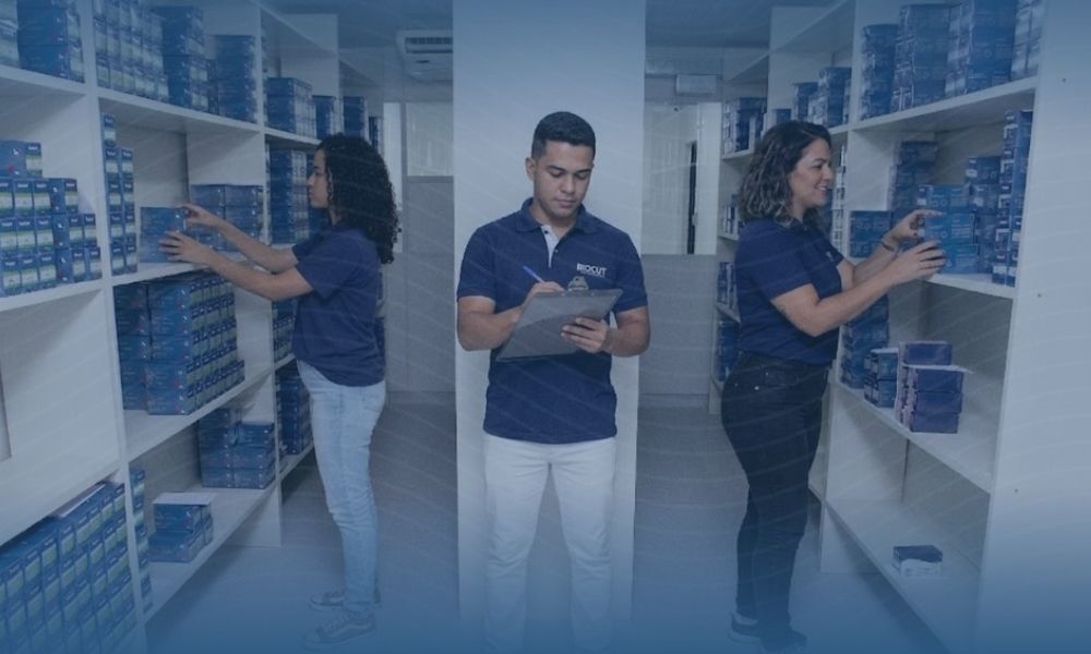 Equipe de empresa fazendo auditoria de suturas