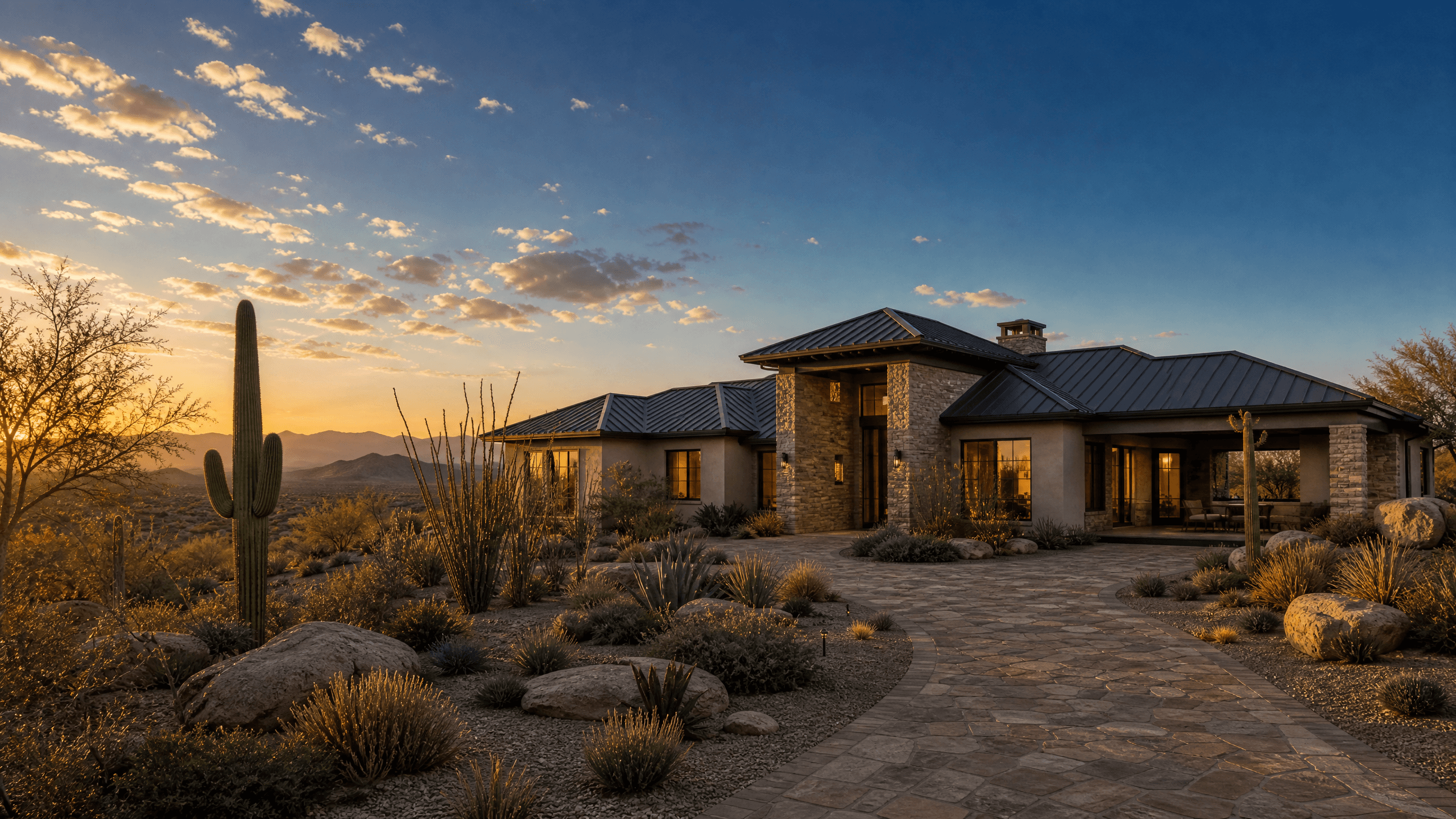Luxury custom home with tile and standing-seam metal roof