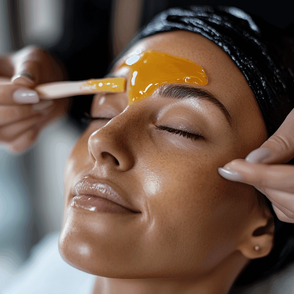 Depilacja twarzy woskiem lycon.