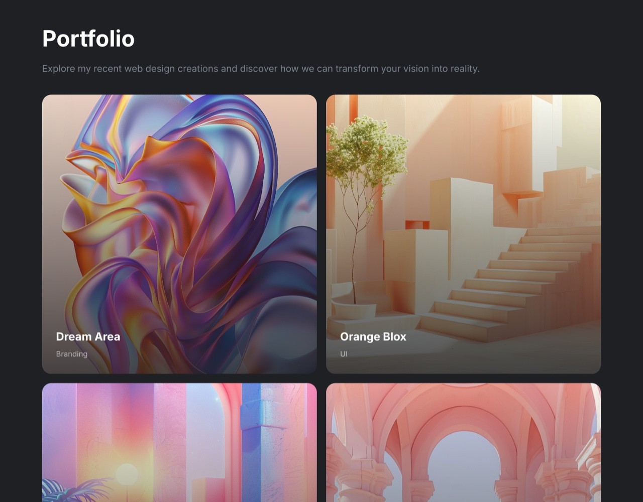 Framer Dark Portfolio Projects Section - Frameblox UI