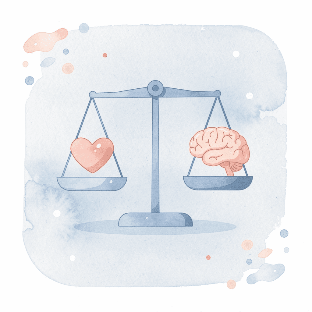 Icon scale balancing human creativity and AI assistance