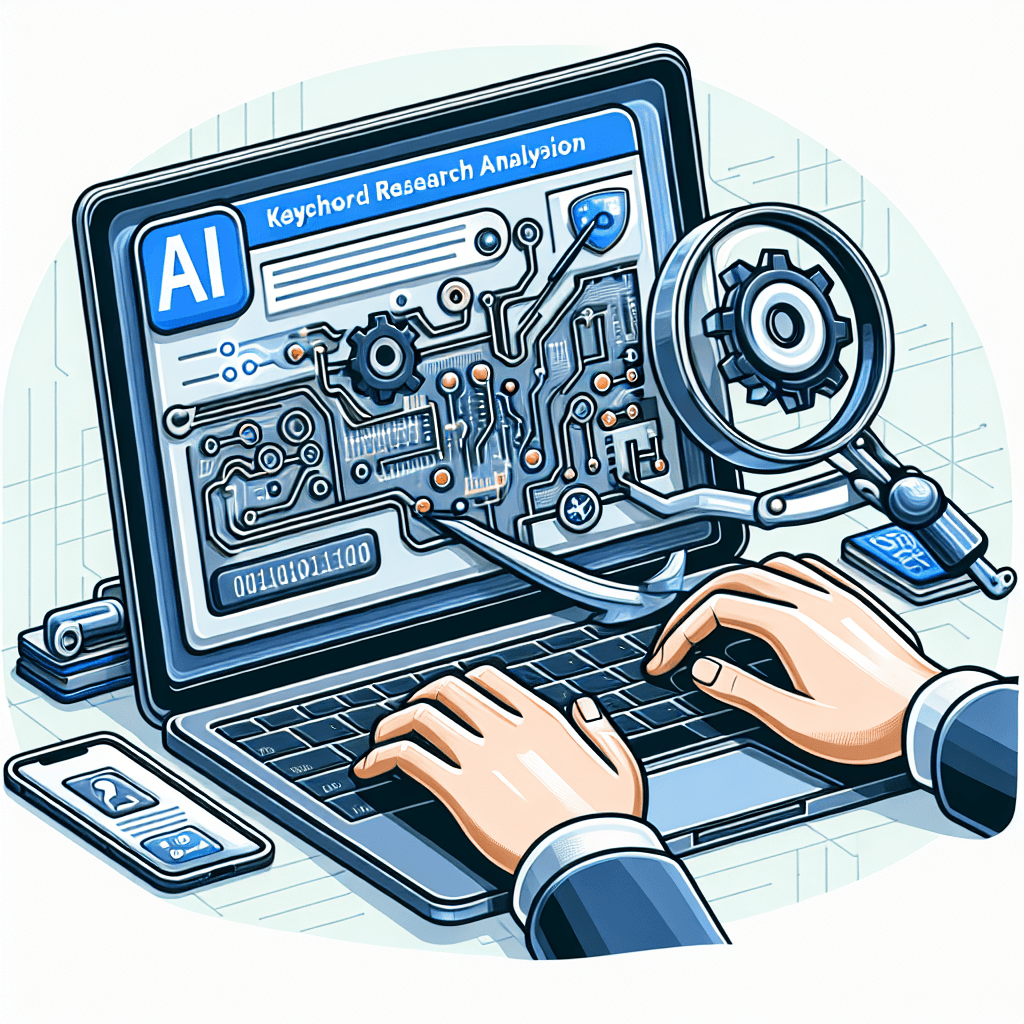 keyword research analysis on a laptop screen