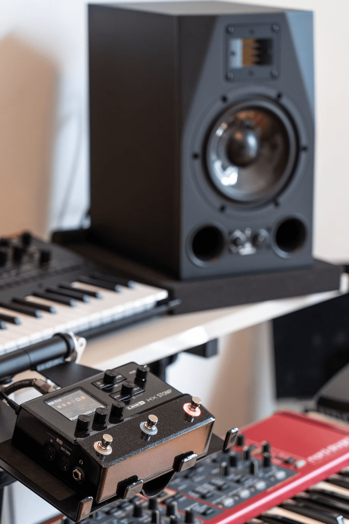 The HX Stomp through Adam A7x monitors in our studio