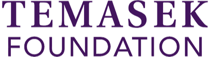 Purple logo of Temasek Foundation, featuring bold text that reads "TEMASEK FOUNDATION."