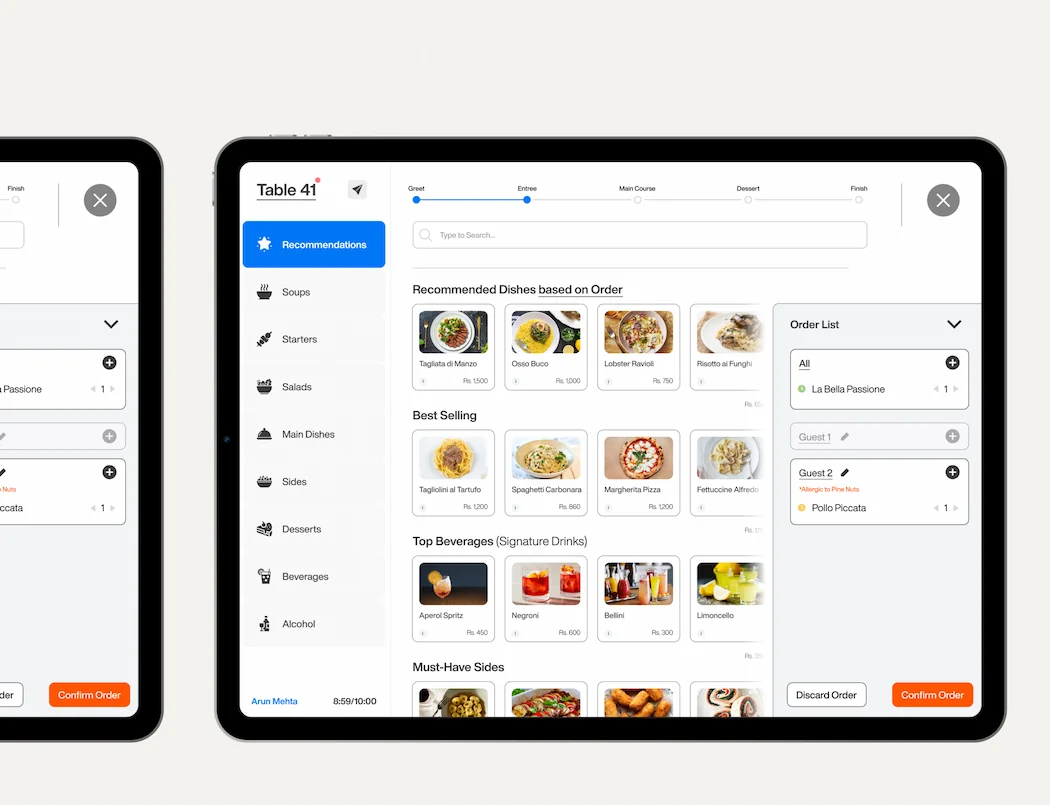 iPad screens showcasing my solution called Garnish.
