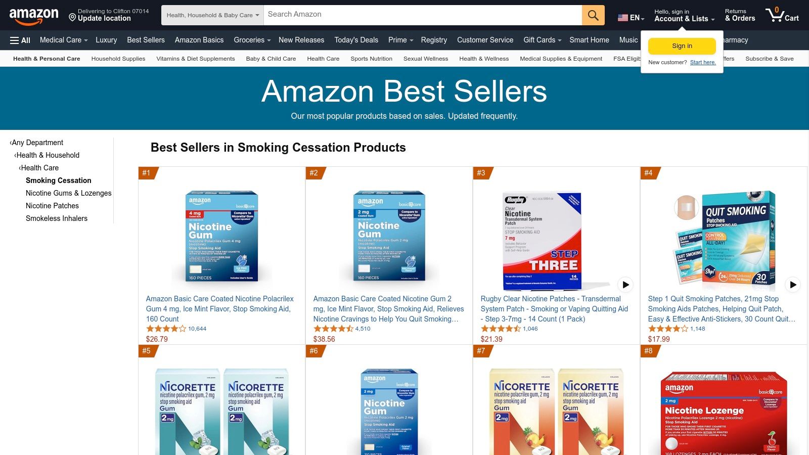 Amazon – Smoking Cessation Products