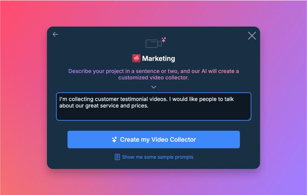 Create video collection projects with AI