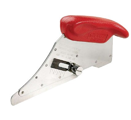 A red handled cushion cutter for cutting synthetic grass by AGL Grass North.