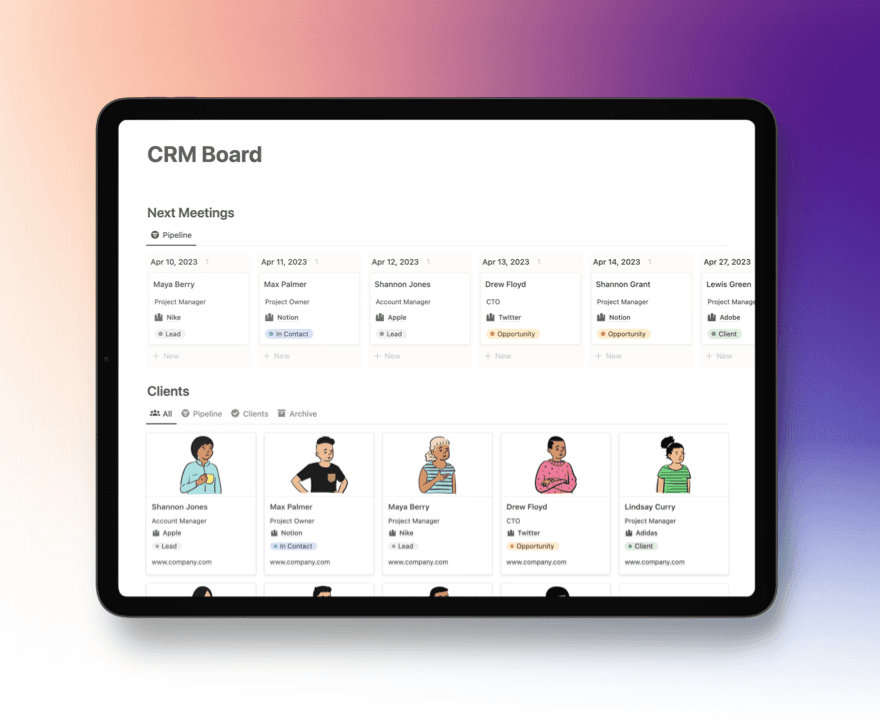 Notion CRM Board for Free