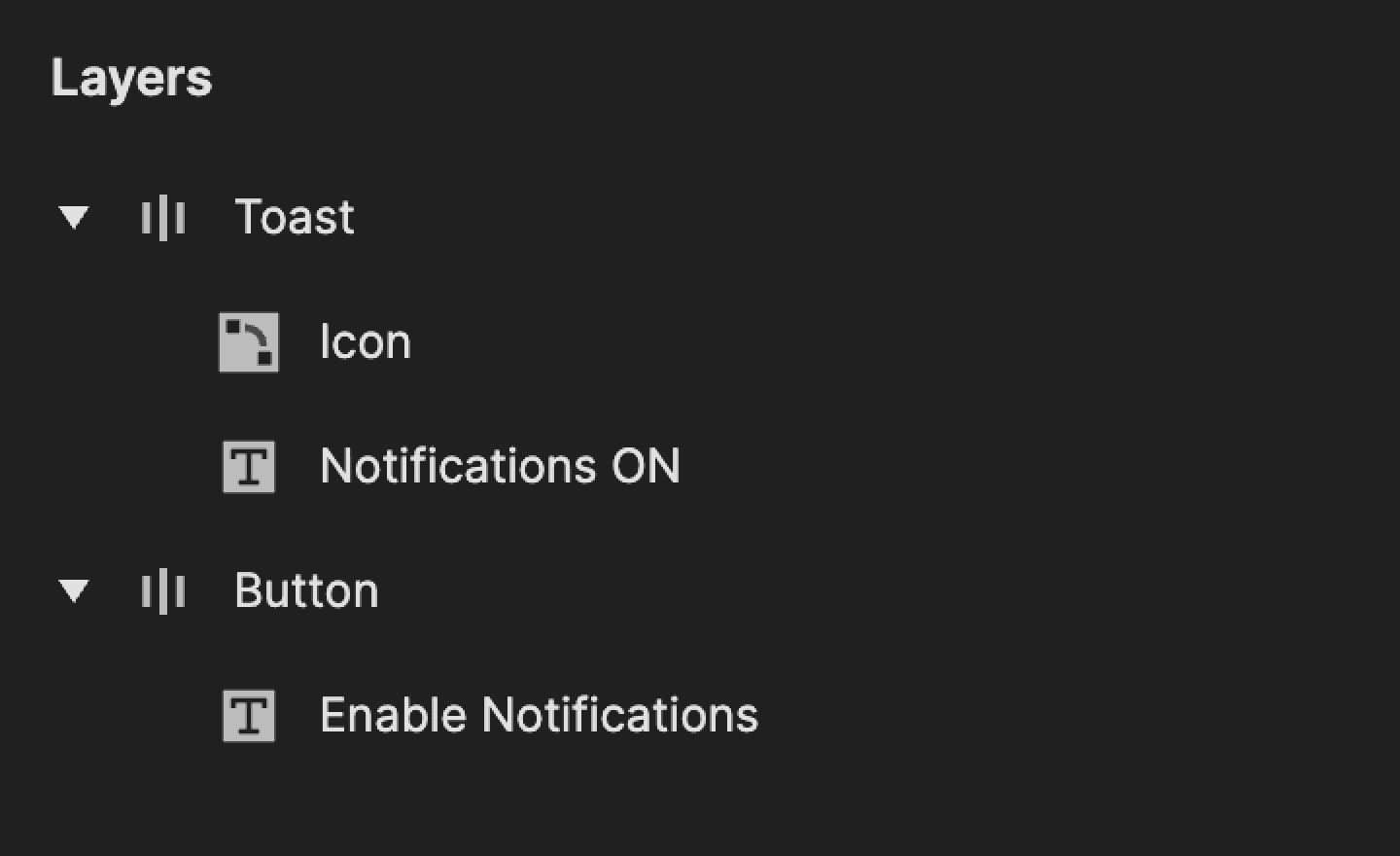 This is a screenshot of layers in ProtoPie.