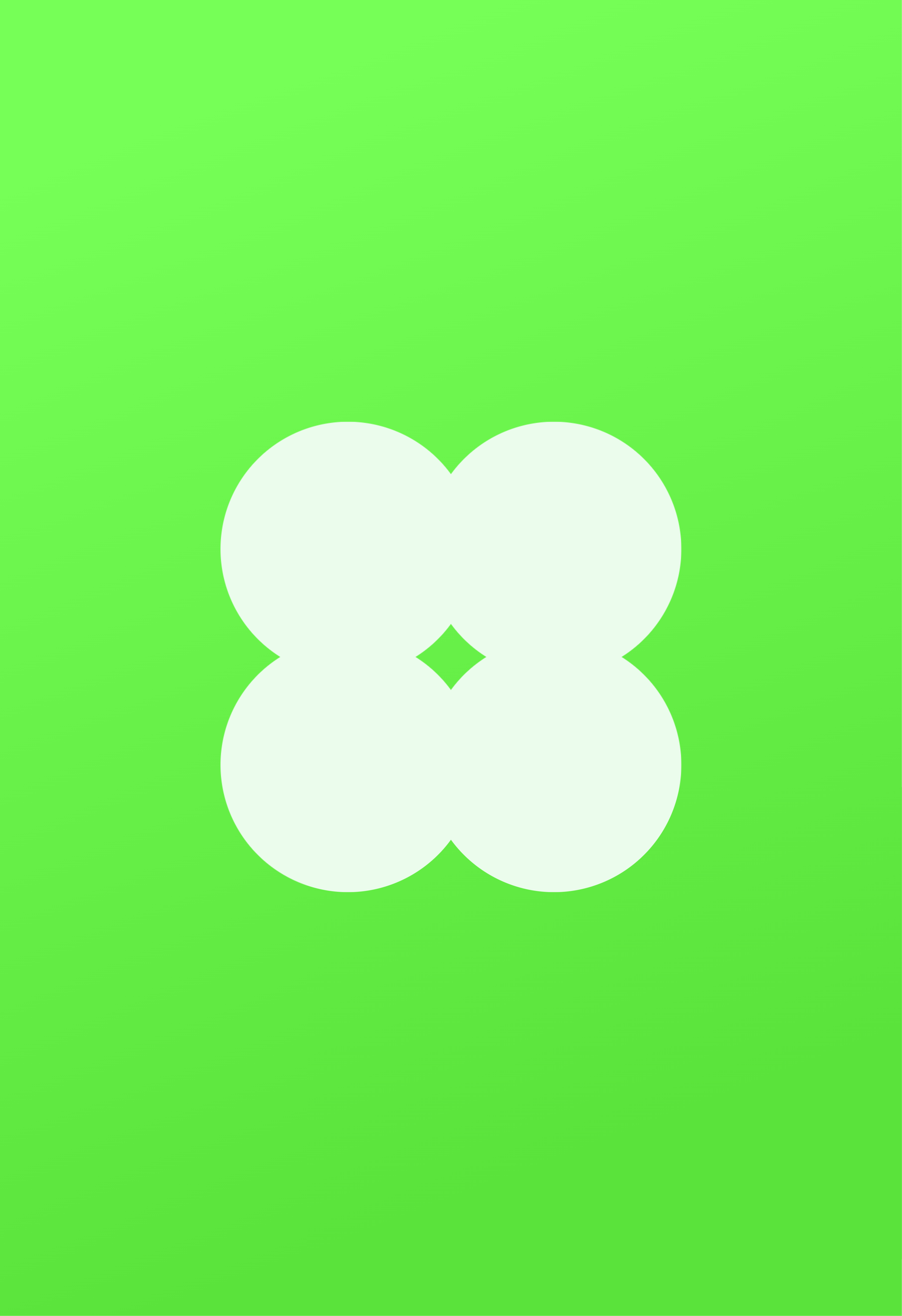 A symmetrical, white, four-petaled floral design is centered on a vibrant lime green background.