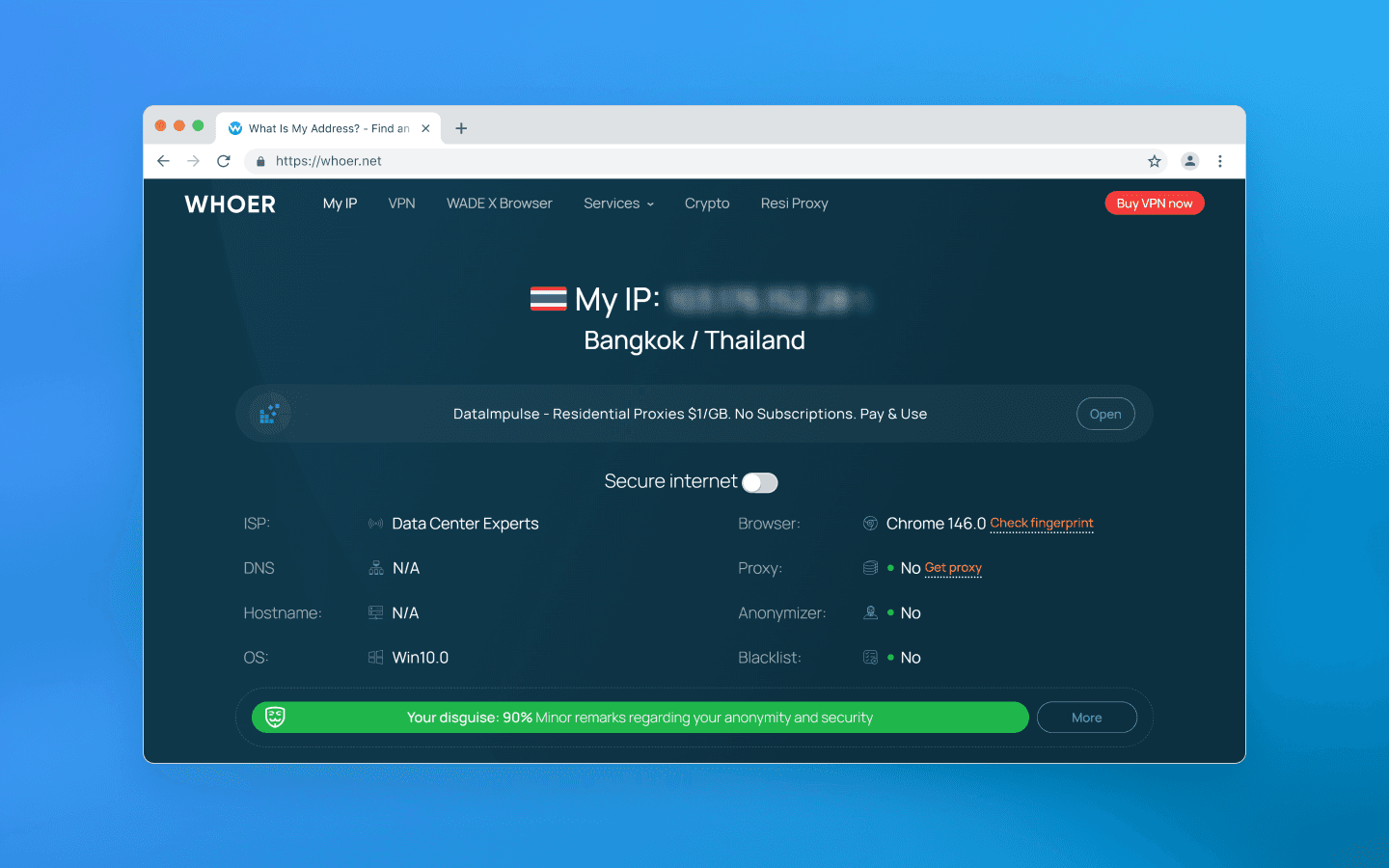 Whoer and network anonymity