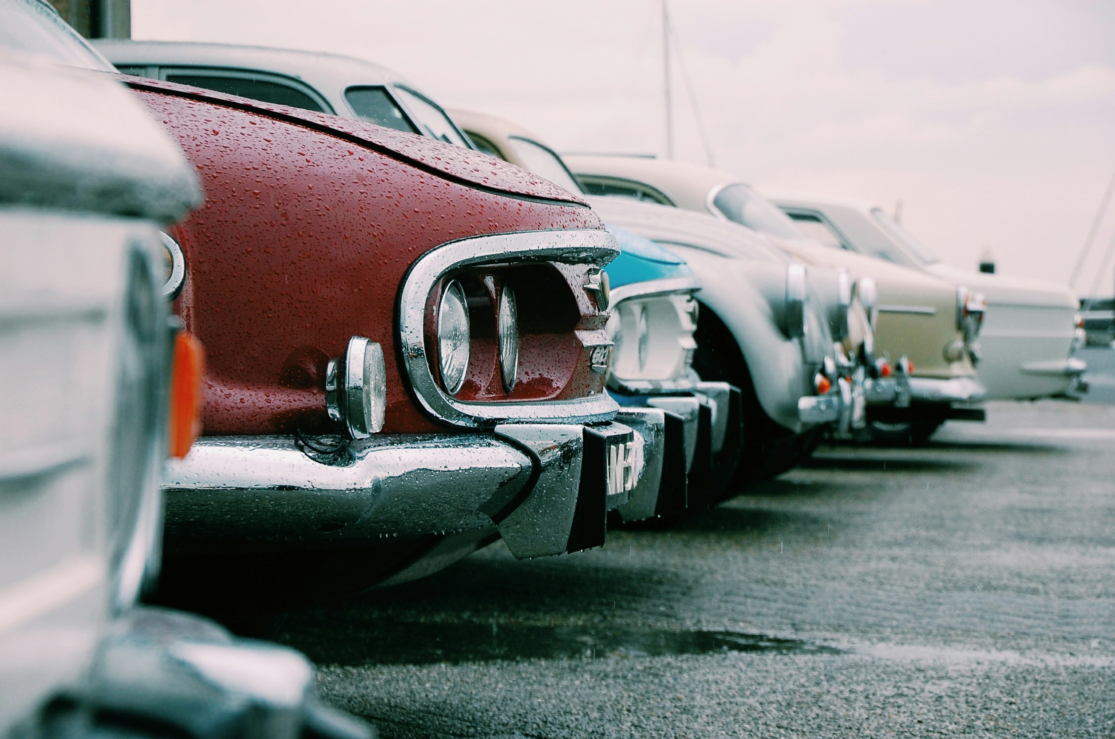 A garage of many cars