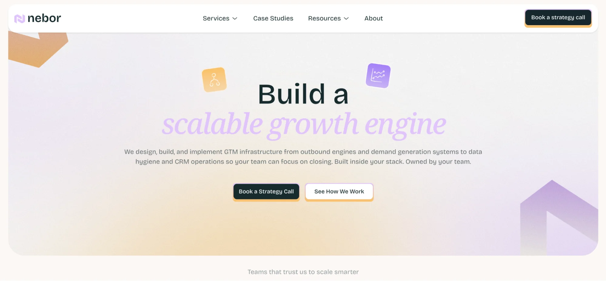 Nebor homepage: Clay-based GTM and sales automation agency