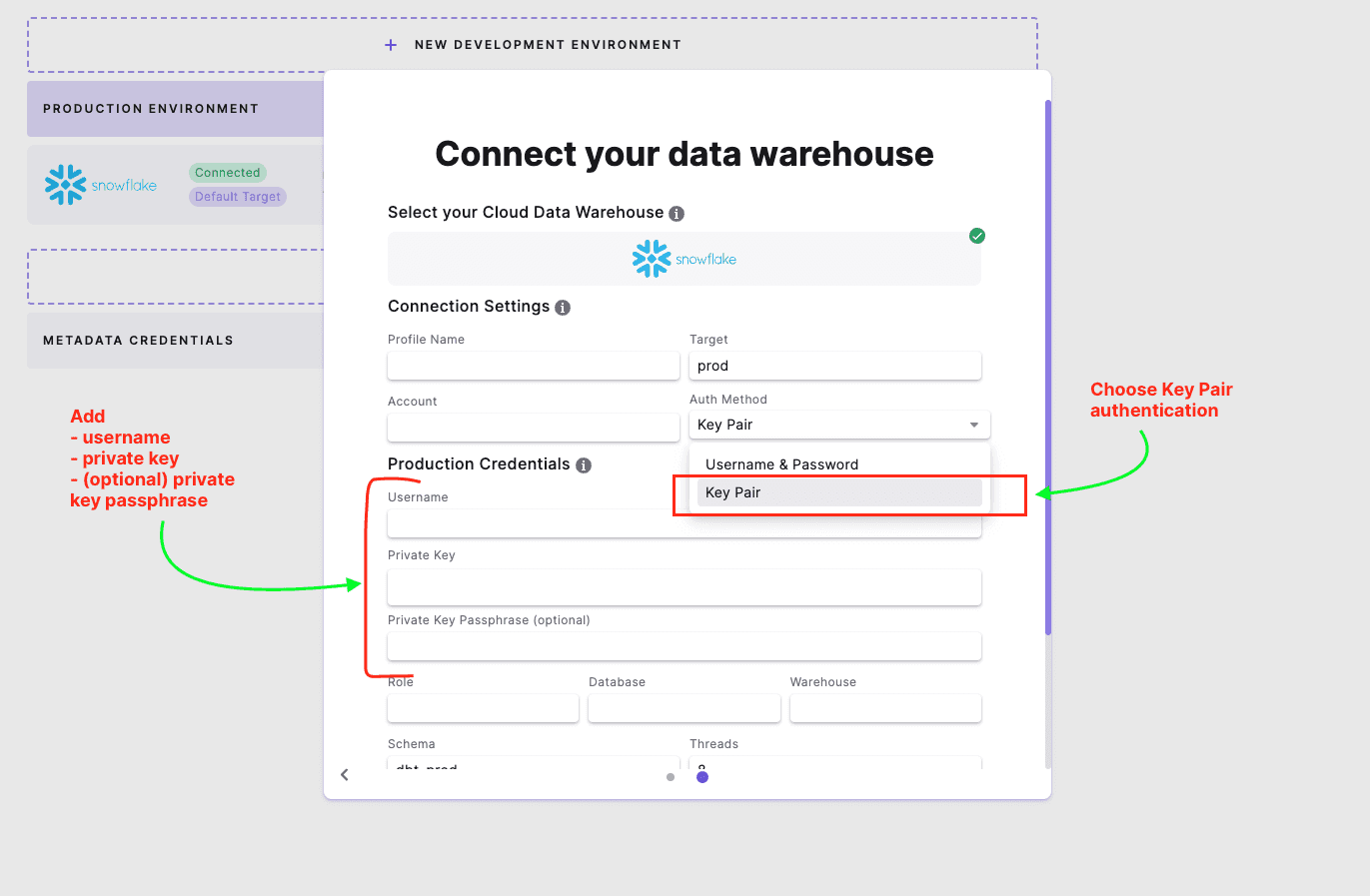 Snowflake key-pair authentication | Paradime | Analytics Engineering using dbt™