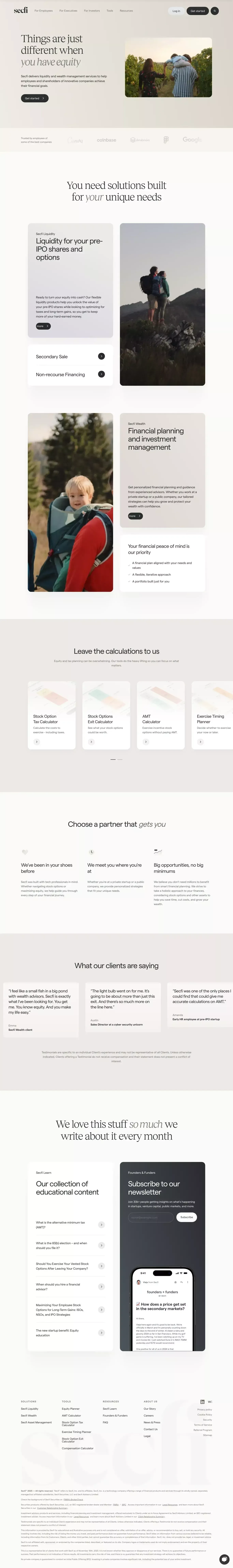 The leading financial advisor for tech p landing page screenshot showcasing Finance and Tech design