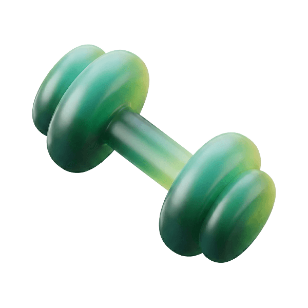 3D green translucent dumbbell icon