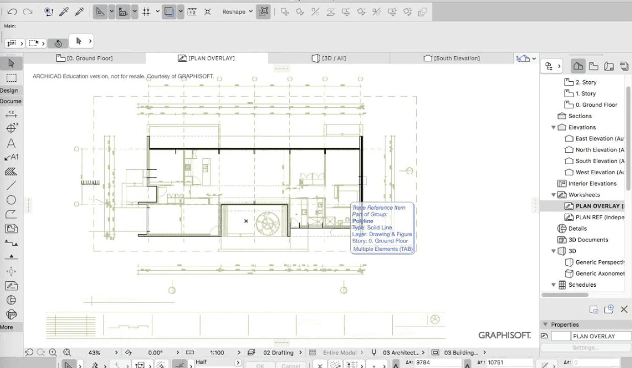 2D floorplan made on ArchiCAD running on a cloud computer